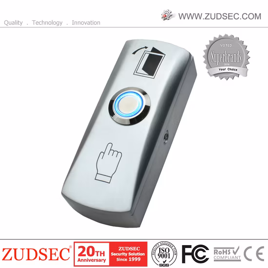 Botón de liberación de puerta de salida de aluminio con luz azul